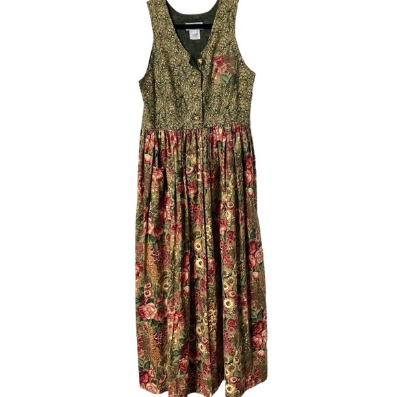 Vintage Peggy Race Maxi Dress Womens S Handmade Boho Sleeveless Floral Paisley - Picture 1 of 13
